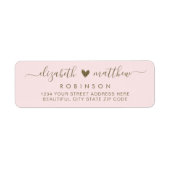 Elegante Script Blush Gold Wedding Rücksendeadress (Vorne)