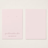 Elegante Script Blush Pink Earring Card (Vorne & Hinten)