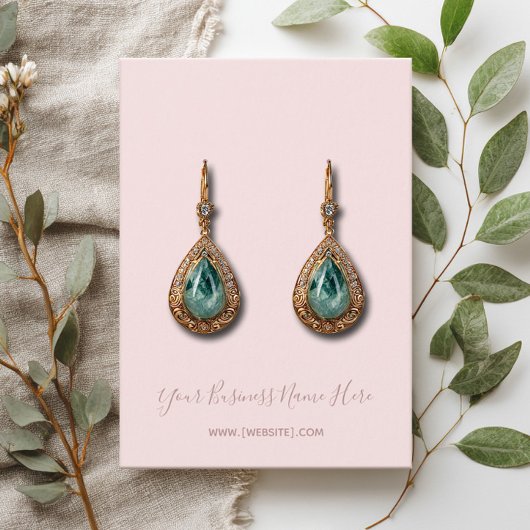 Elegante Script Blush Pink Earring Card