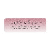 Elegante Script Blush Pink Glitzer Rücksendeadress (Vorne)