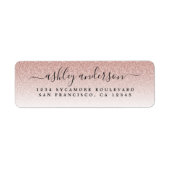 Elegante Script Blush Pink Glitzer Rücksendeadress (Vorne)