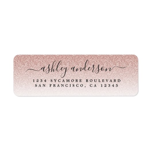 Elegante Script Blush Pink Glitzer Rücksendeadress (Vorne)