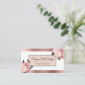 Elegante Script Blush Rose Bloral & Foil Visitenkarte (Stehend Vorderseite)