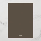 Elegante Script Boho Braune Hochzeit Folieneinladung (Rückseite)