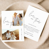 Elegante Script Boho Foto Wedding Dankeskarte