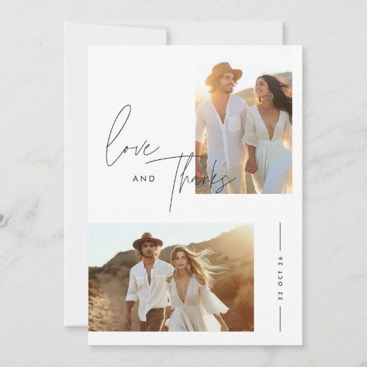 Elegante Script Boho Foto Wedding Dankeskarte (Vorderseite)