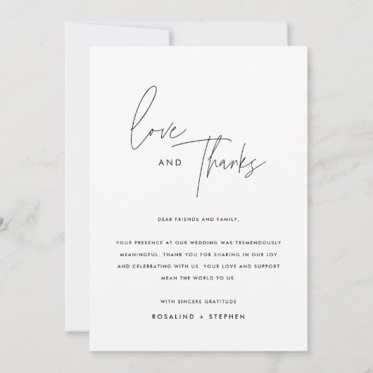 Elegante Script Boho Foto Wedding Dankeskarte (Rückseite)