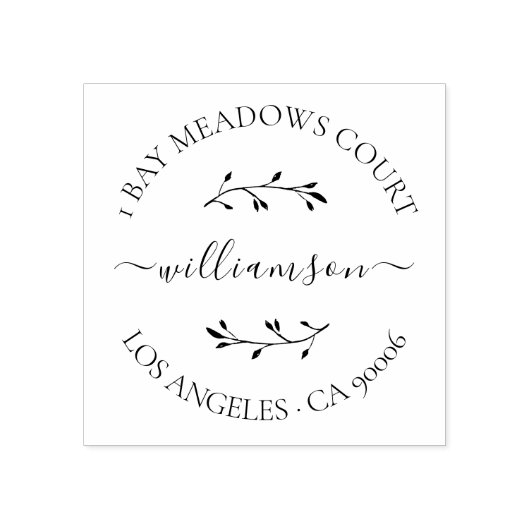 Elegante Script Botanical Custom-Rücksendeadresse Gummistempel (Prägung)
