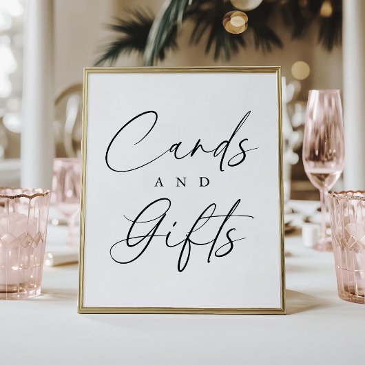 Elegante Script-Brautparty-Karten und Geschenke Poster