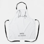 Elegante Script Bride Name Datum Schwarz-weiße Sch Schürze (Vorderseite)