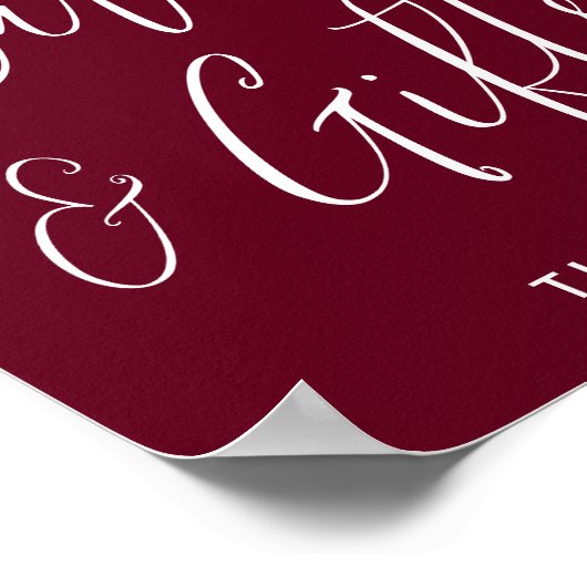Elegante Script Burgundy Abschluss Karten und Gesc Poster (Ecke)