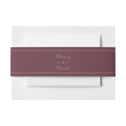 Elegante Script Burgundy Gold Hochzeit Einladung Einladungsbanderole (Vorderseite Beispiel)
