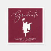 Elegante Script Burgundy Graduation Party Serviette (Vorderseite)