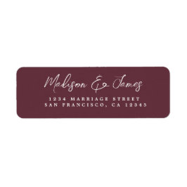 Elegante Script Burgundy Wedding Rücksendeadresse