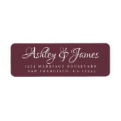Elegante Script Burgundy Wedding Rücksendeadresse (Vorne)