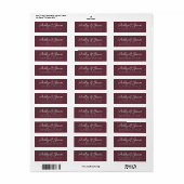 Elegante Script Burgundy Wedding Rücksendeadresse (Vorne)