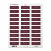Elegante Script Burgundy Wedding Rücksendeadresse (Vorne)
