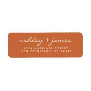 Elegante Script Burnt Orange Wedding Rücksendeadre