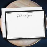 Elegante Script Calligrafy Black Danke Card Einladung<br><div class="desc">Ein schönes Dankeschön Karte, um Ihre Dankbarkeit auszudrücken. Design-Features "danke" in einem Skriptkalligraphie-Schriftart. Ändern Sie einfach die Randfarbe in den Anzug Ihres Stils. Elegant und klassisch - dieses Template macht es einfach, danke zu sagen. Sie können einfach eine typisierte Nachricht hinzufügen - oder verlassen, wie es ist, eine handschriftliche Notiz...</div>