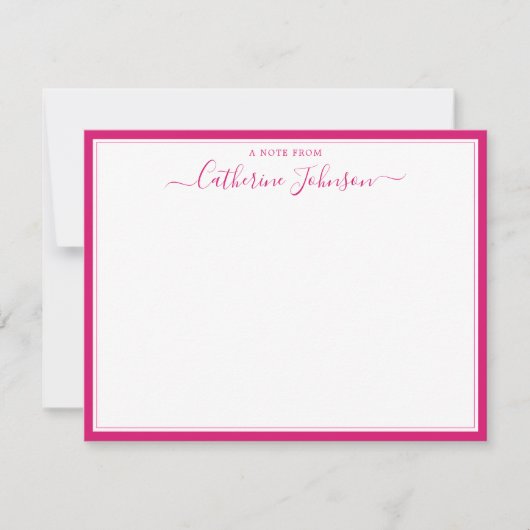 Elegante Script Calligrafy Note from Magenta Pink Mitteilungskarte (Vorderseite)