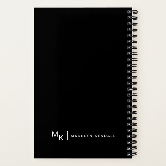 Elegante Script Calligrafy Personalisiert Black Notizblock (Rückseite)