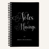 Elegante Script Calligrafy Personalisiert Black Notizblock (Vorderseite)