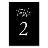 Elegante Script Calligraphy Black Wedding Tischnummer (Vorderseite)