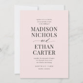 Elegante Script Calligraphy Blush Pink Wedding Einladung (Vorderseite)