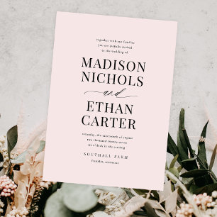 Elegante Script Calligraphy Blush Pink Wedding Einladung