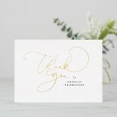 Elegante Script Calligraphy Bridesmaid Vielen Dank Folieneinladung (Stehend vorne)