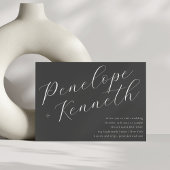 Elegante Script Calligraphy Charcoal Gray Wedding Einladung