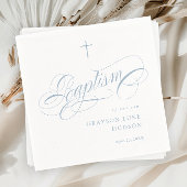 Elegante Script Calligraphy Dusty Blue Boys Taufe Serviette
