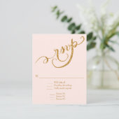 Elegante Script Calligraphy Gold Glitzer Wedding RSVP Karte (Stehend Vorderseite)