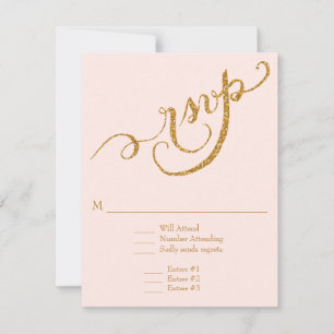 Elegante Script Calligraphy Gold Glitzer Wedding RSVP Karte