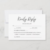 Elegante Script Calligraphy Minimal White Wedding RSVP Karte (Vorderseite)