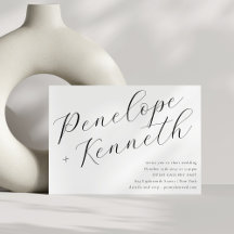 Elegante Script Calligraphy Modern White Wedding