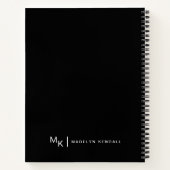 Elegante Script Calligraphy Monogram Black Notizblock (Rückseite)