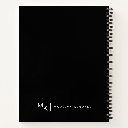 Elegante Script Calligraphy Monogram Black Notizblock (Rückseite)