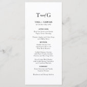 Elegante Script Calligraphy Monogram White Wedding Menükarte (Vorderseite)