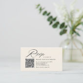 Elegante Script Calligraphy & QR Code Wedding RSVP Begleitkarte (Stehend Vorderseite)