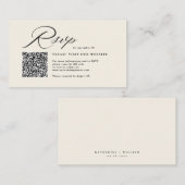 Elegante Script Calligraphy & QR Code Wedding RSVP Begleitkarte (Vorne/Hinten)