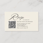 Elegante Script Calligraphy & QR Code Wedding RSVP Begleitkarte (Vorderseite)