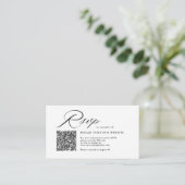 Elegante Script Calligraphy & QR Code Wedding RSVP Begleitkarte (Stehend Vorderseite)