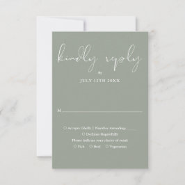 Elegante Script Calligraphy Sage Green Wedding RSVP Karte