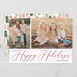 Elegante Script Calligraphy Simple 2 Foto Holiday  Feiertagskarte