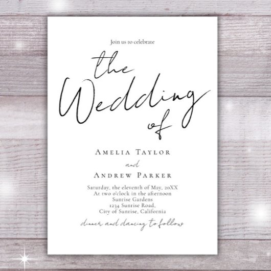 Elegante Script Calligraphy Simple QR Code Hochzei Einladung