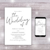 Elegante Script Calligraphy Simple QR Code Hochzei Einladung