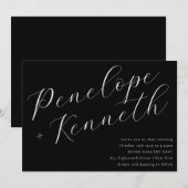 Elegante Script Calligraphy Stilvolle Hochzeit Sch Einladung (Vorne/Hinten)
