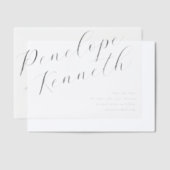 Elegante Script Calligraphy Stilvolle White Weddin Pergament Einladungen (Versetzt)