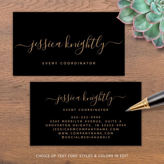 Elegante Script Calligraphy Swash Minimalistisch B Visitenkarte